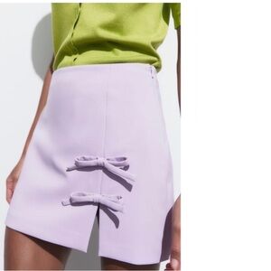 ZARA Lilac Skirt with Bow Accents